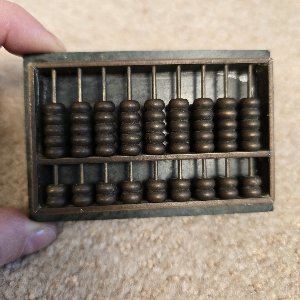 Mini Small BRASS Metal Working ABACUS Palm Sized Desk Display Marble